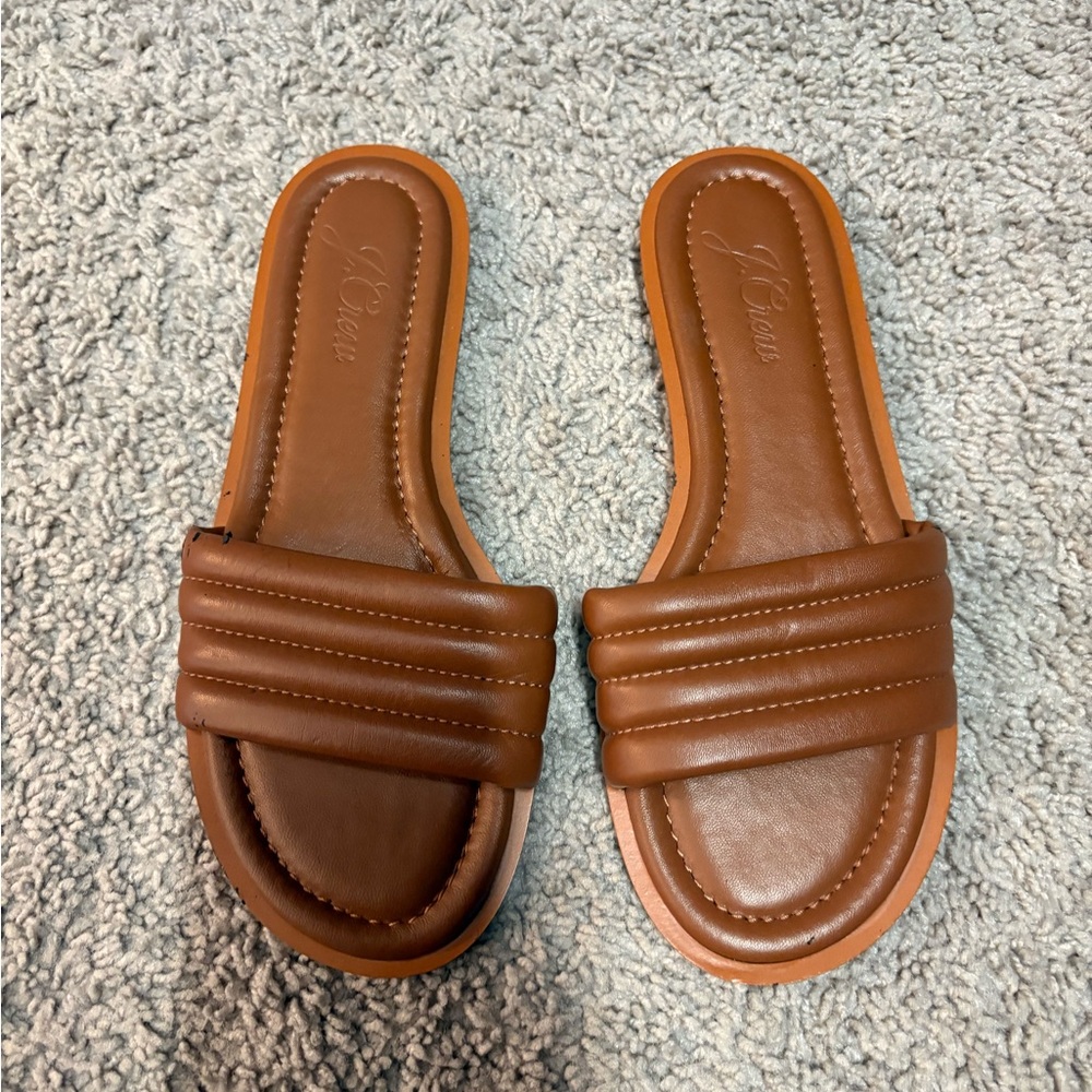 J.Crew Sorrento Padded Slide Sandals, Rich Caramel, Size 8